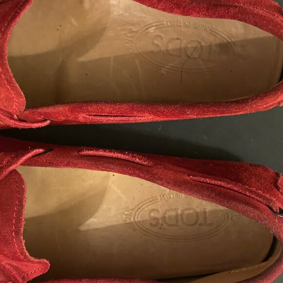 Tod\'s Red suede driving loafers -  Size 10 US